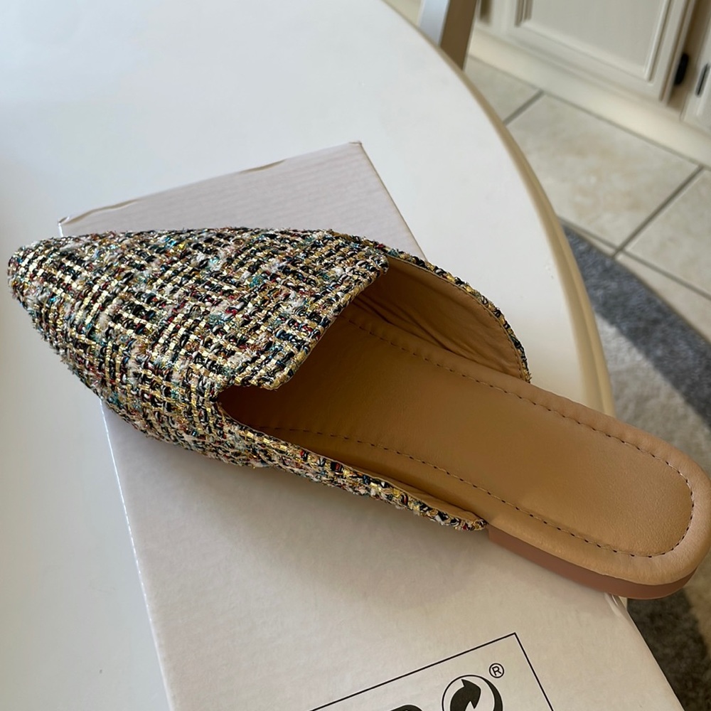 NEW! Woven mule, multi-colored flats size 8.5